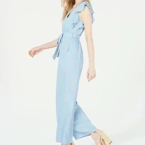 19 COOPER LIGHT BABY BLUE RUFFLE SLEEVE JUMPSUIT - Picture 3 of 10